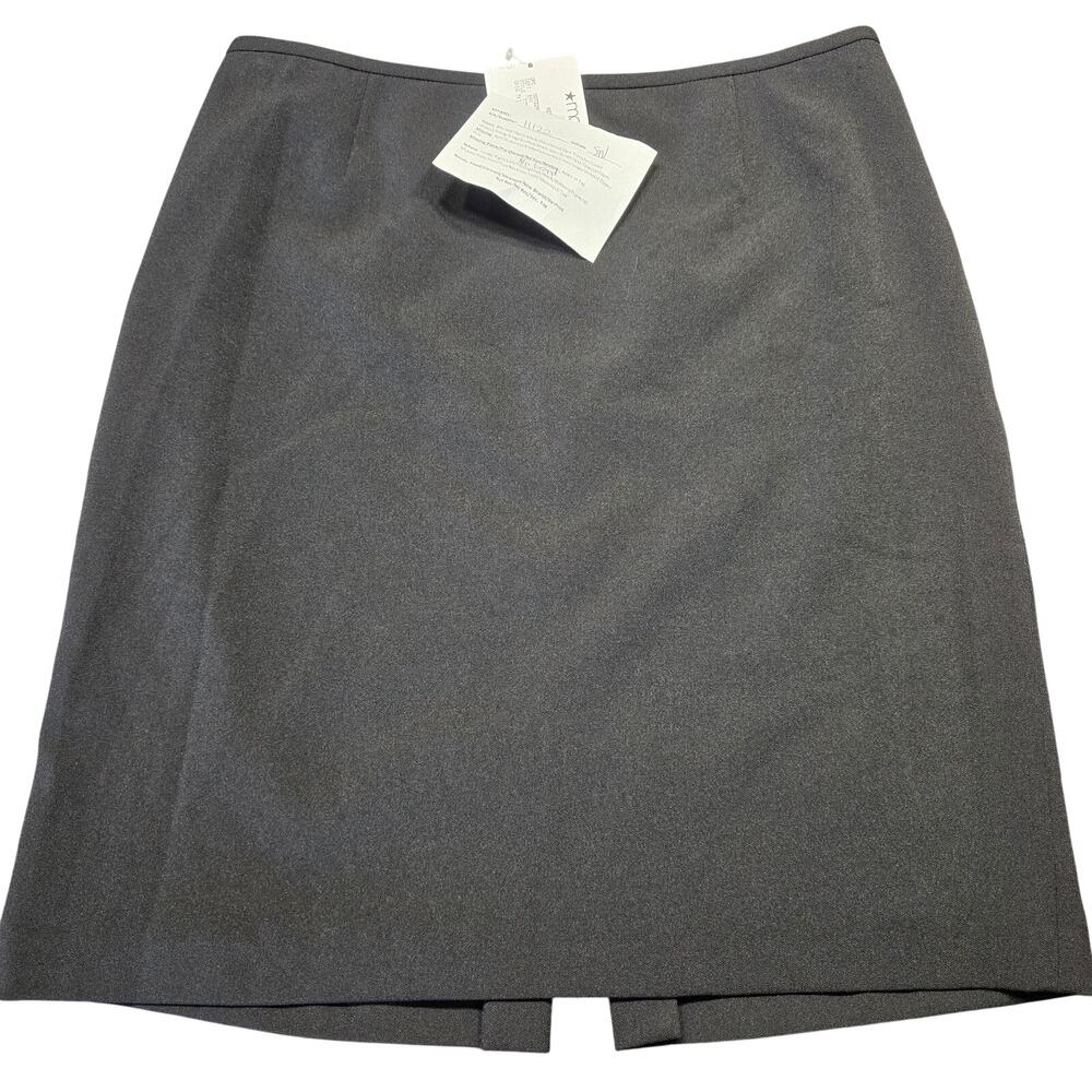 Macy's Black Skirt Midi NEW $69 Stretch Aline Slit Classic Womens Size 8 Petite
